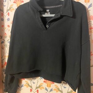 Aerie Black Cropped Sweatshirt